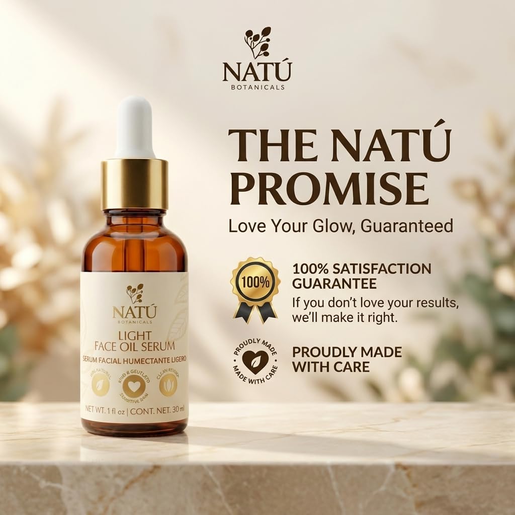 Hydrating Light Face Oil Serum for Oily & Combination Skin – No Buildup, No Clogs, No Greasy Feel - Facial Oils with Tea Tree, Coconut Oil, Vitamin E from Sweet Almond - All Natural 1 fl oz
