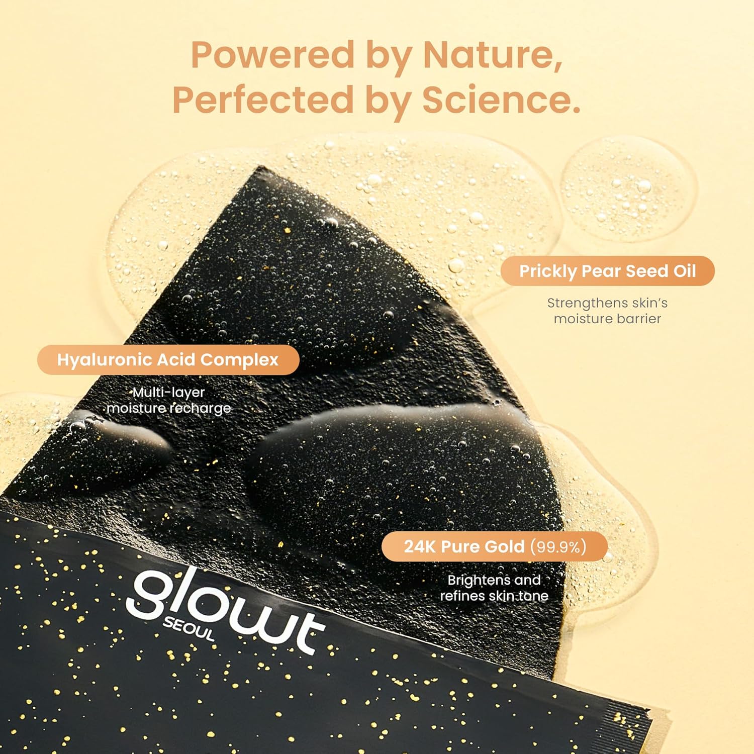 Glow Skin 24K Gold Flakes Sheet Mask – Unlock Your Plump, Dewy 'Glass Skin' Instantly | Deep Hydration, Firming, & Luminous Brightening | 10 Sheets